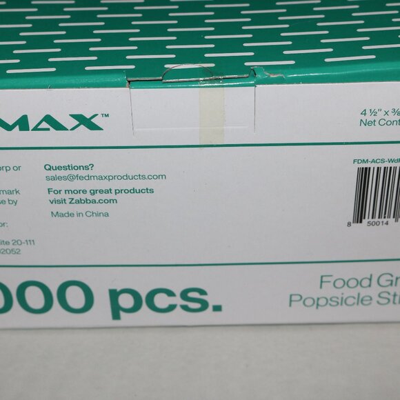 Fedmax food grade popsicle sticks 1,000 pieces 4.5x3/8x 1/12 wooden - Picture 2 of 3